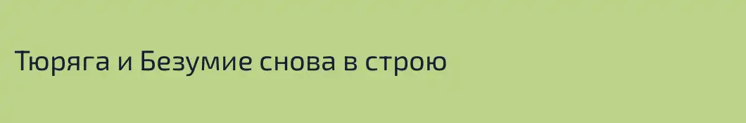 Тюряга и Безумие снова в строю